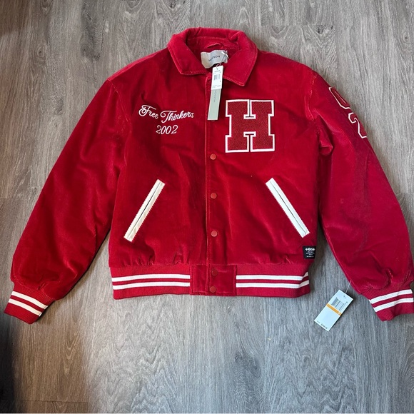 Hudson | Men’s Size Small Red Corduroy ‘Free Thinkers’ Varsity Jacket - NWT! - Picture 2 of 9